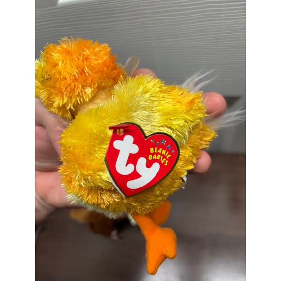 Lot of 2 Ty Beanie Babies Brown Bunny Yellow Chick Stuffed Animal Plush NWT - Picture 3 of 9